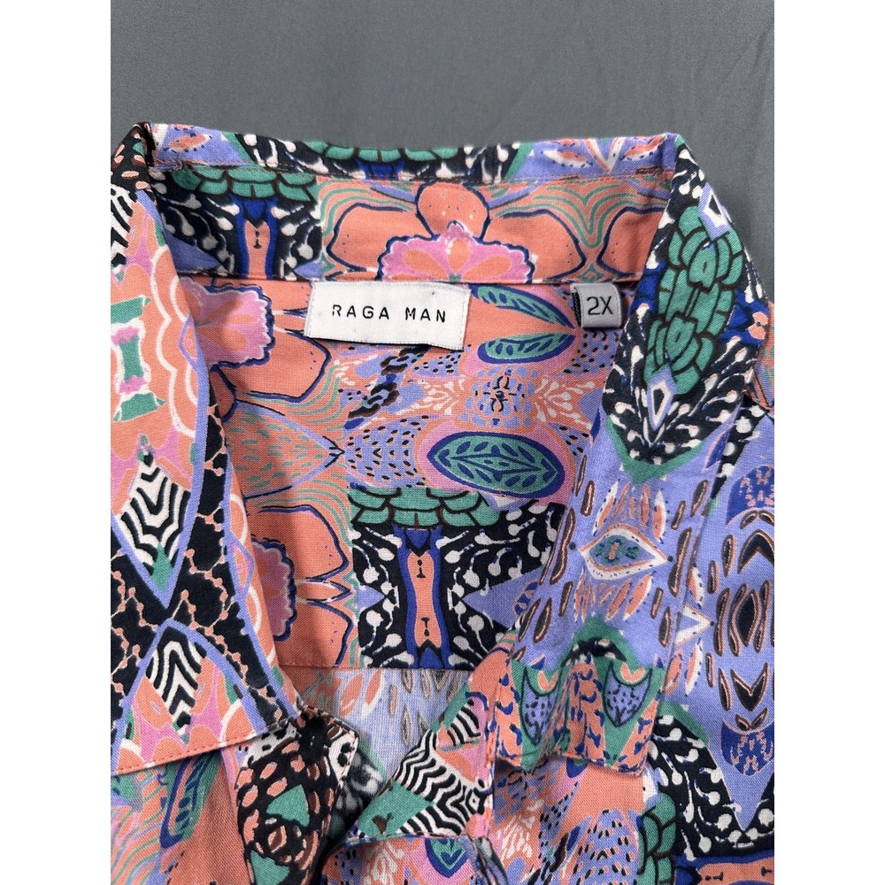 Raga Man Patchwork Print Viscose Button Down Shir… - image 7